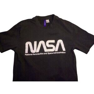 NASA National Aeronautics and Space Administration Shirt XS Black White Tee